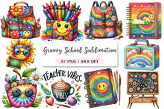Groovy School Clipart Bundle - CraftNest - Digital Crafting and Art