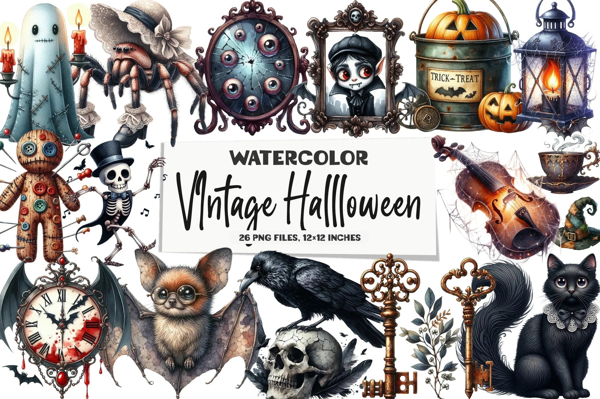 Vintage Halloween Stickers Clipart Bundle - CraftNest - Digital Crafting and Art
