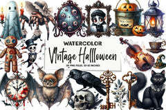Vintage Halloween Stickers Clipart Bundle - CraftNest - Digital Crafting and Art