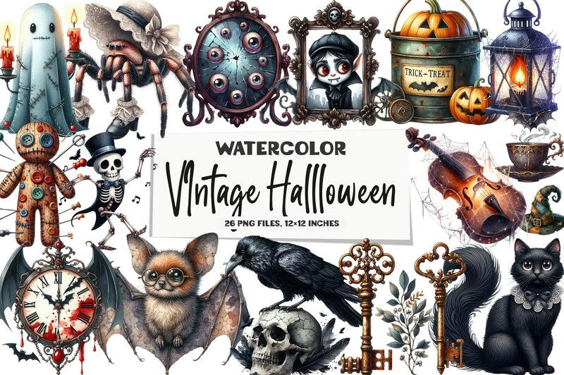 Vintage Halloween Stickers Clipart Bundle - CraftNest - Digital Crafting and Art