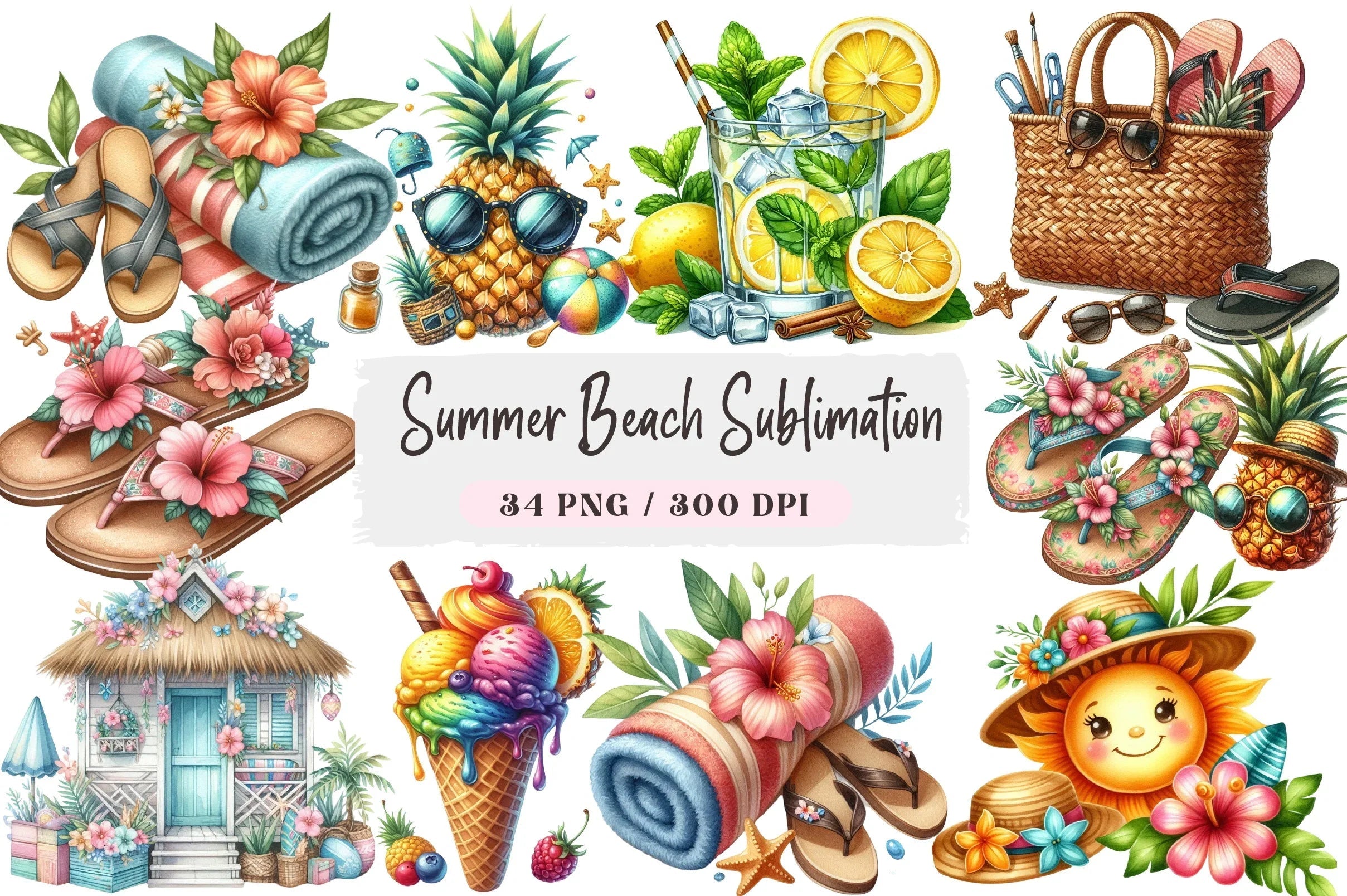 Summer Beach Clipart Bundle - CraftNest - Digital Crafting and Art