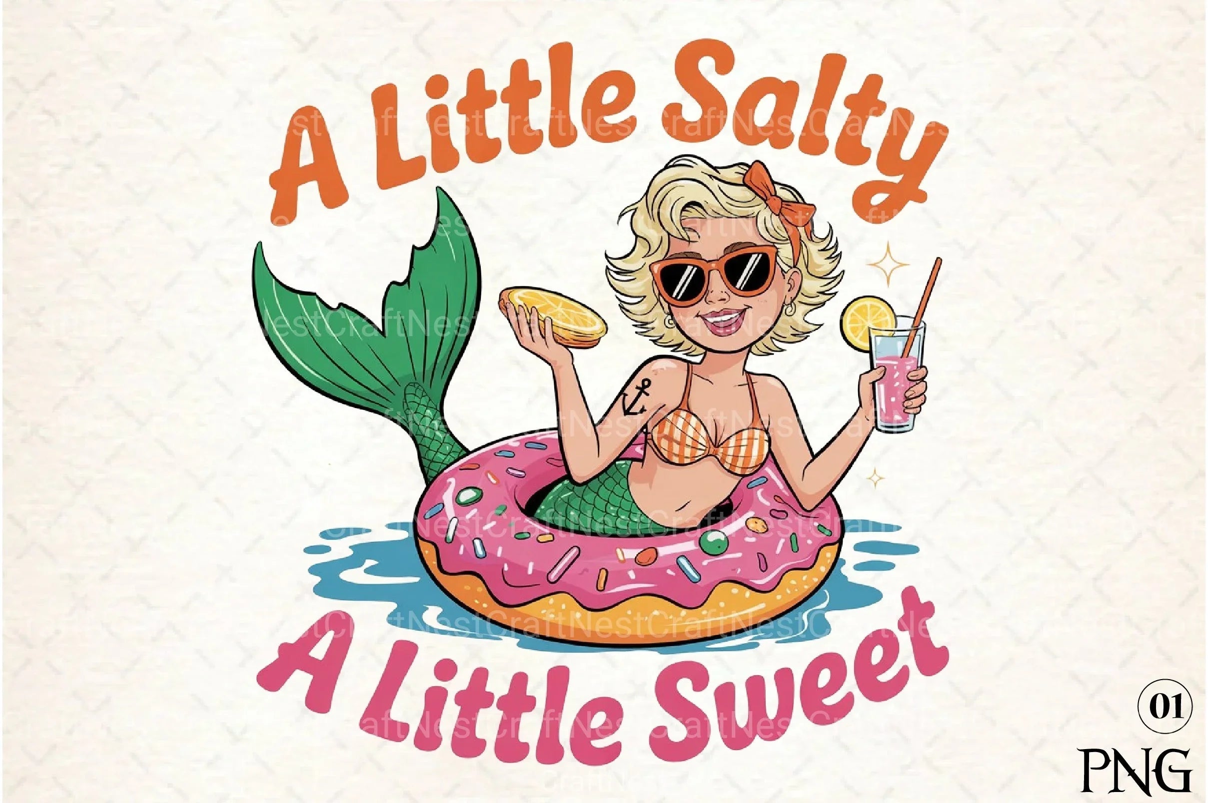 Summer Mermaid Salty Sweet Clipart Bundle 1 - CraftNest - Digital Crafting and Art