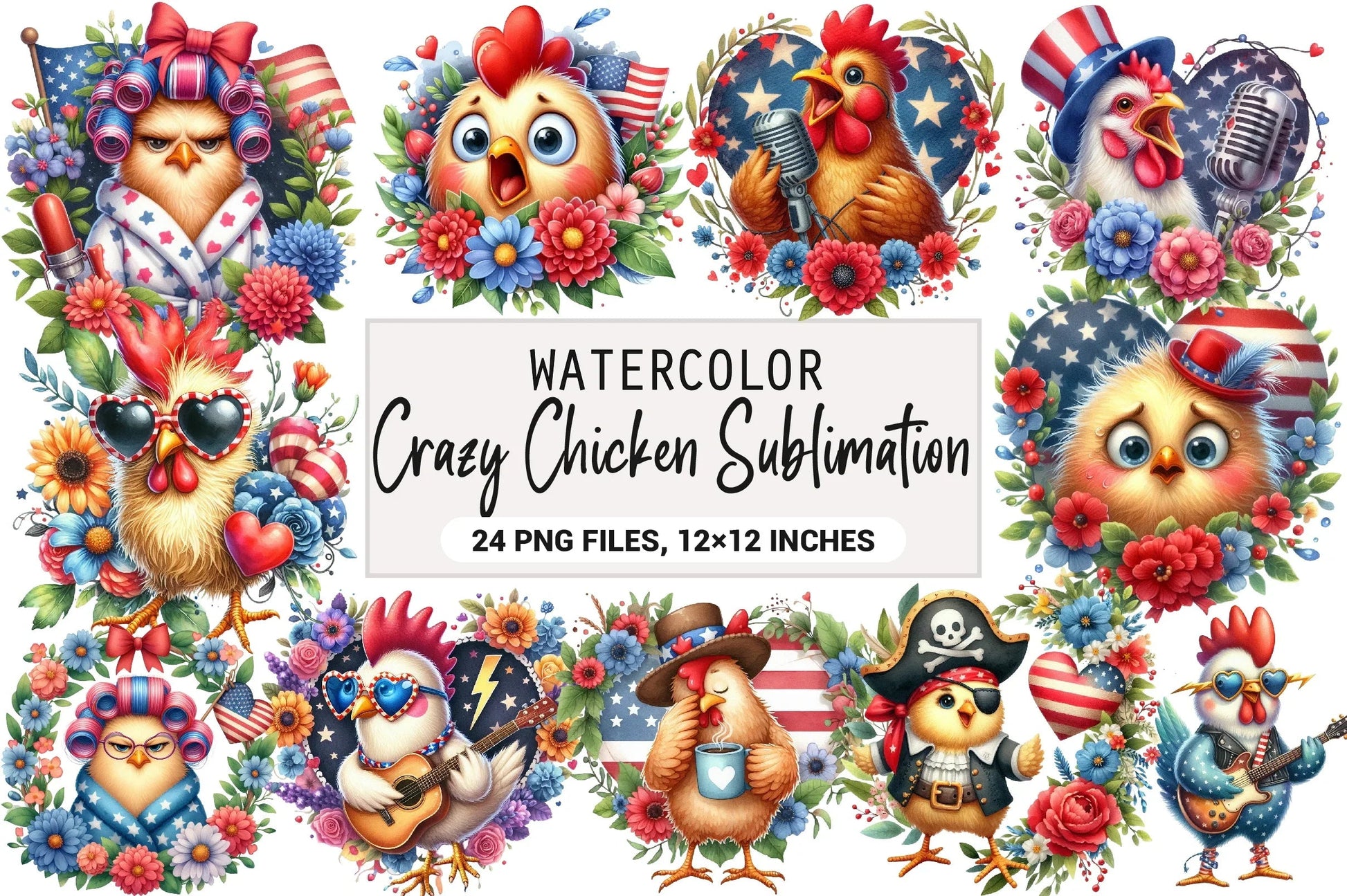 Crazy Chicken Clipart Bundle - CraftNest - Digital Crafting and Art