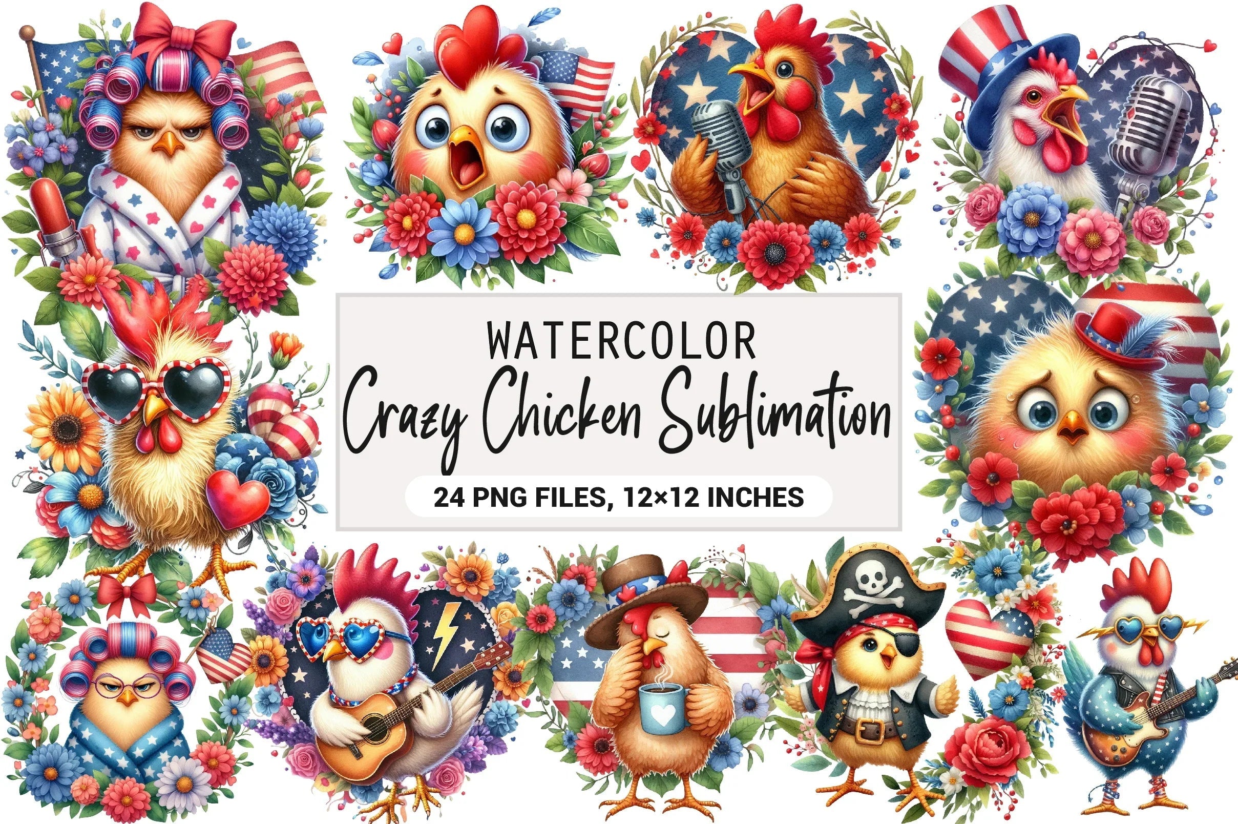 Crazy Chicken Clipart Bundle - CraftNest - Digital Crafting and Art