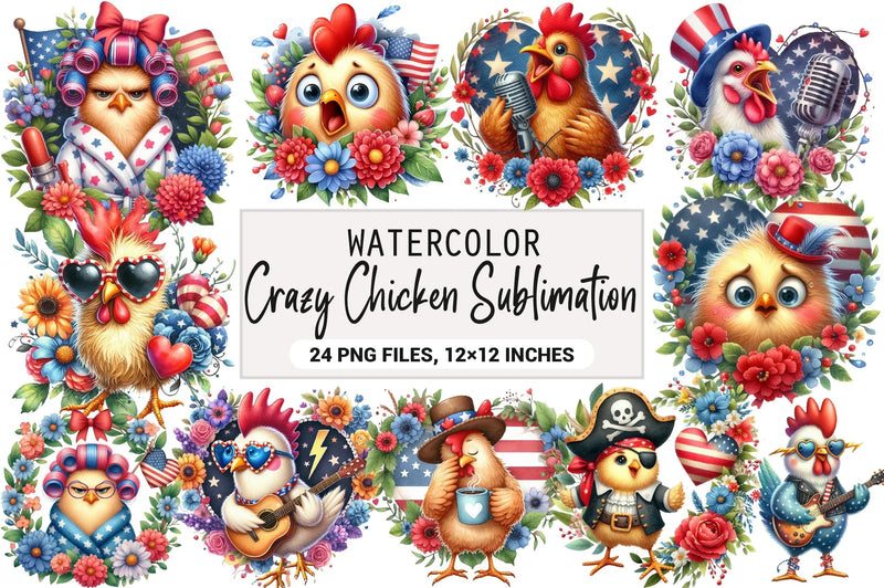 Crazy Chicken Clipart Bundle - CraftNest - Digital Crafting and Art