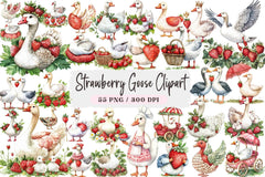 Strawberry Goose Clipart Bundle - CraftNest - Digital Crafting and Art