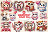 Cute Kawaii Owl Valentine Clipart Bundle