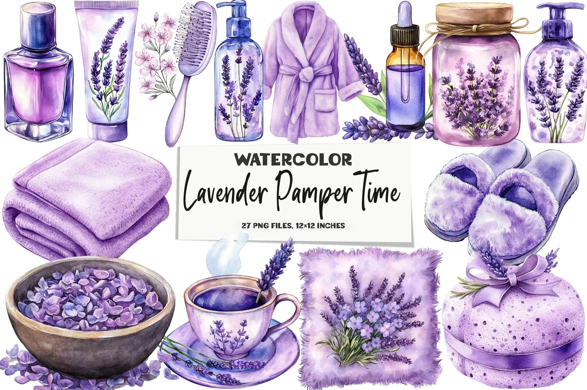 Lavender Pamper Time Clipart Bundle - CraftNest - Digital Crafting and Art
