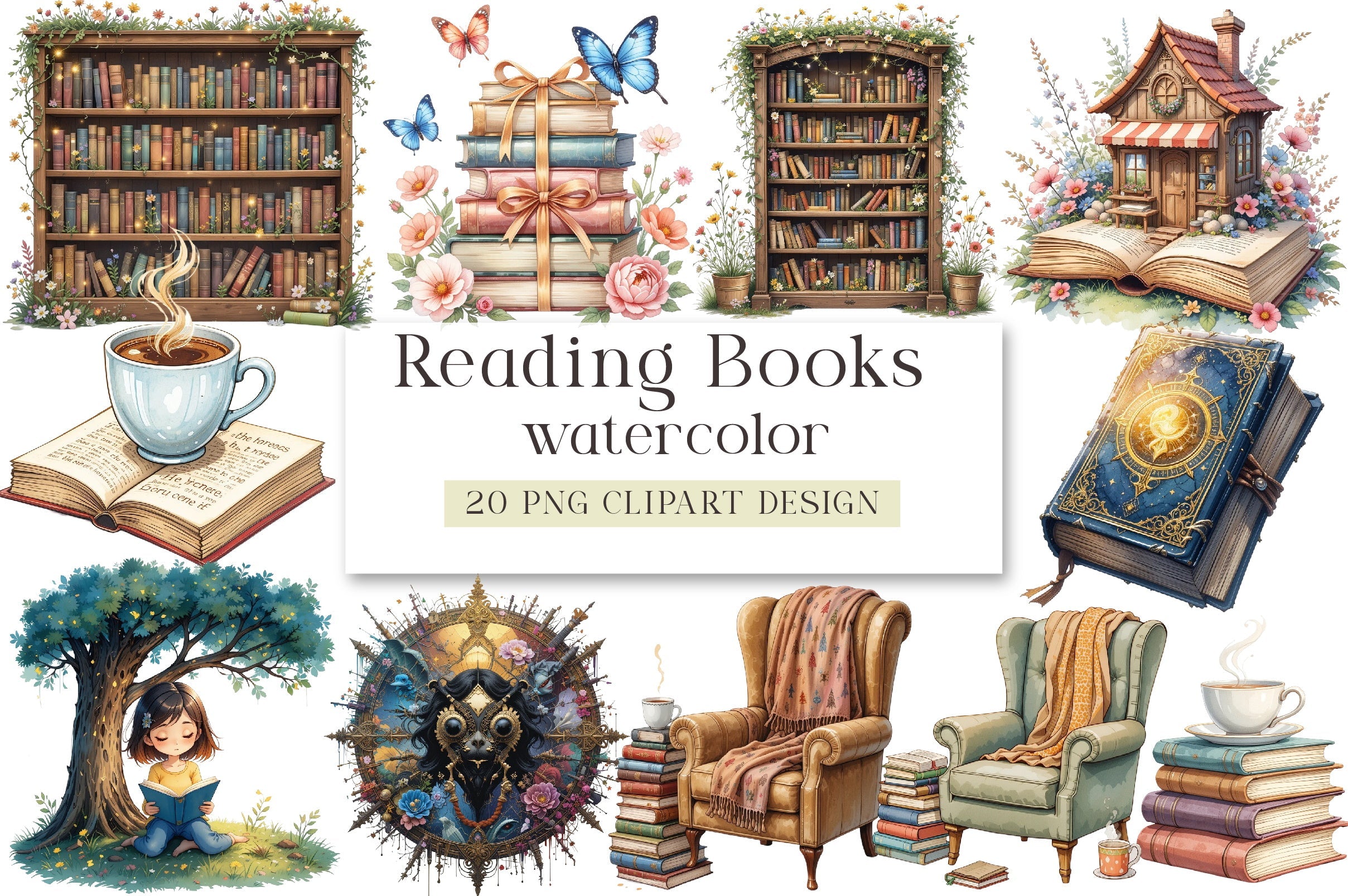 Reading Books Clipart Bundle