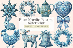 Blue Nordic Easter Clipart Bundle - CraftNest - Digital Crafting and Art