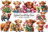 Highland Cow Tulip Flower Clipart Bundle