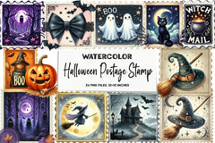Halloween Postage Stamp Clipart Bundle - CraftNest - Digital Crafting and Art