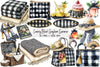 Luxury Black Gingham Summer Clipart Bundle