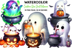 Cauldron Glow Ghost Halloween Clipart Bundle - CraftNest - Digital Crafting and Art