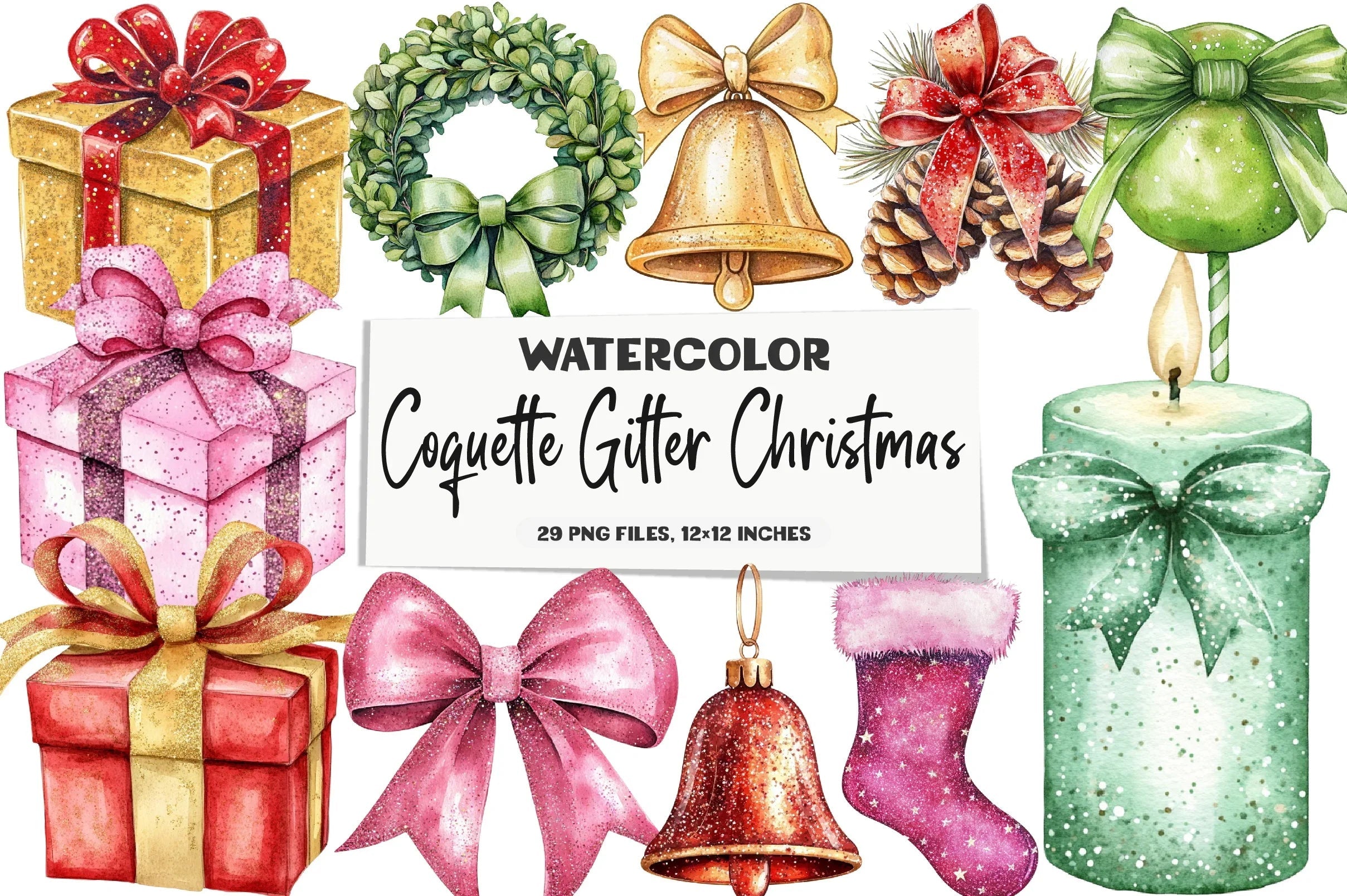 Coquette Gilter Christmas Clipart Bundle - CraftNest - Digital Crafting and Art