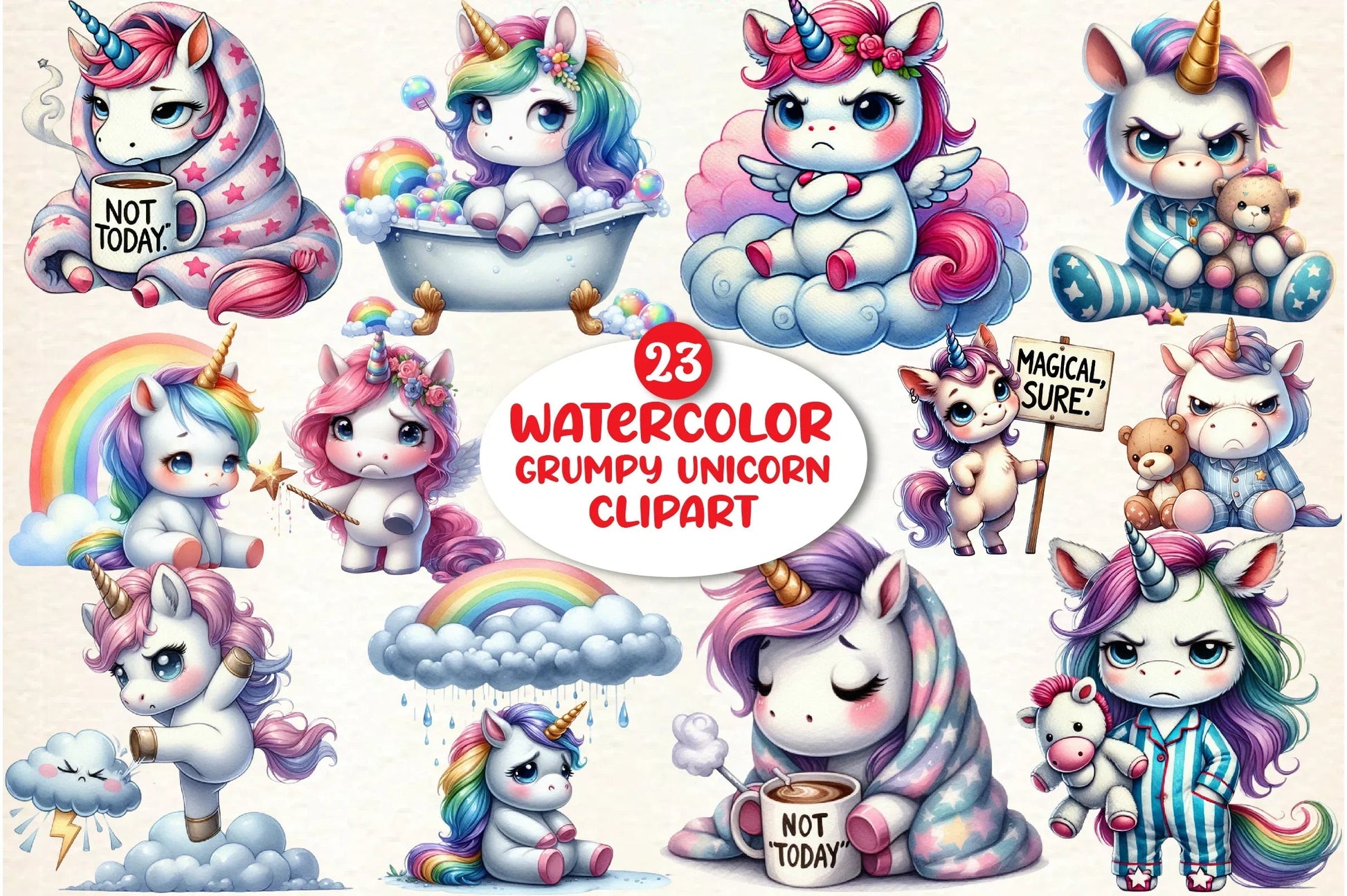 Grumpy Unicorn Clipart Bundle - CraftNest - Digital Crafting and Art