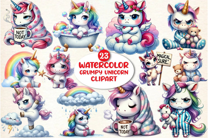 Grumpy Unicorn Clipart Bundle - CraftNest - Digital Crafting and Art