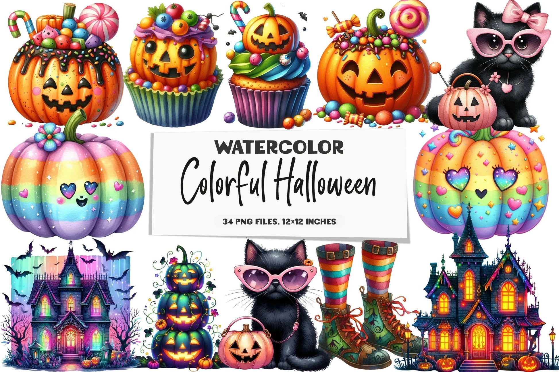 Colorful Halloween Clipart Bundle - CraftNest - Digital Crafting and Art