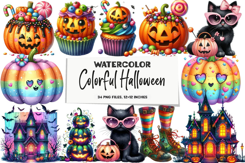 Colorful Halloween Clipart Bundle - CraftNest - Digital Crafting and Art