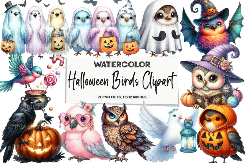 Halloween Birds Clipart Bundle 2 - CraftNest - Digital Crafting and Art
