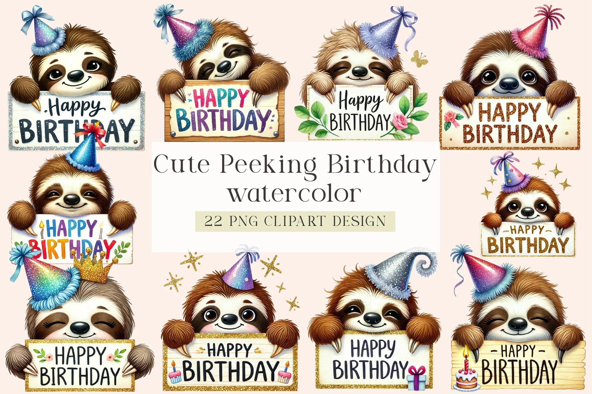 Peeking Birthday Animal Clipart Bundle - CraftNest - Digital Crafting and Art