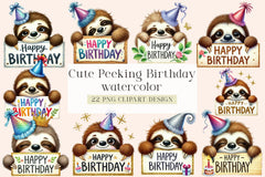 Peeking Birthday Animal Clipart Bundle - CraftNest - Digital Crafting and Art