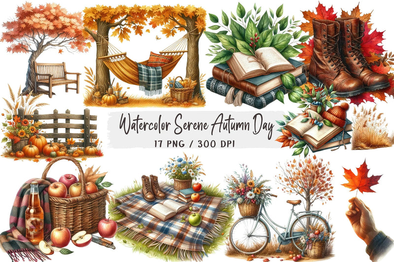 Serene Autumn Day Clipart Bundle - CraftNest - Digital Crafting and Art