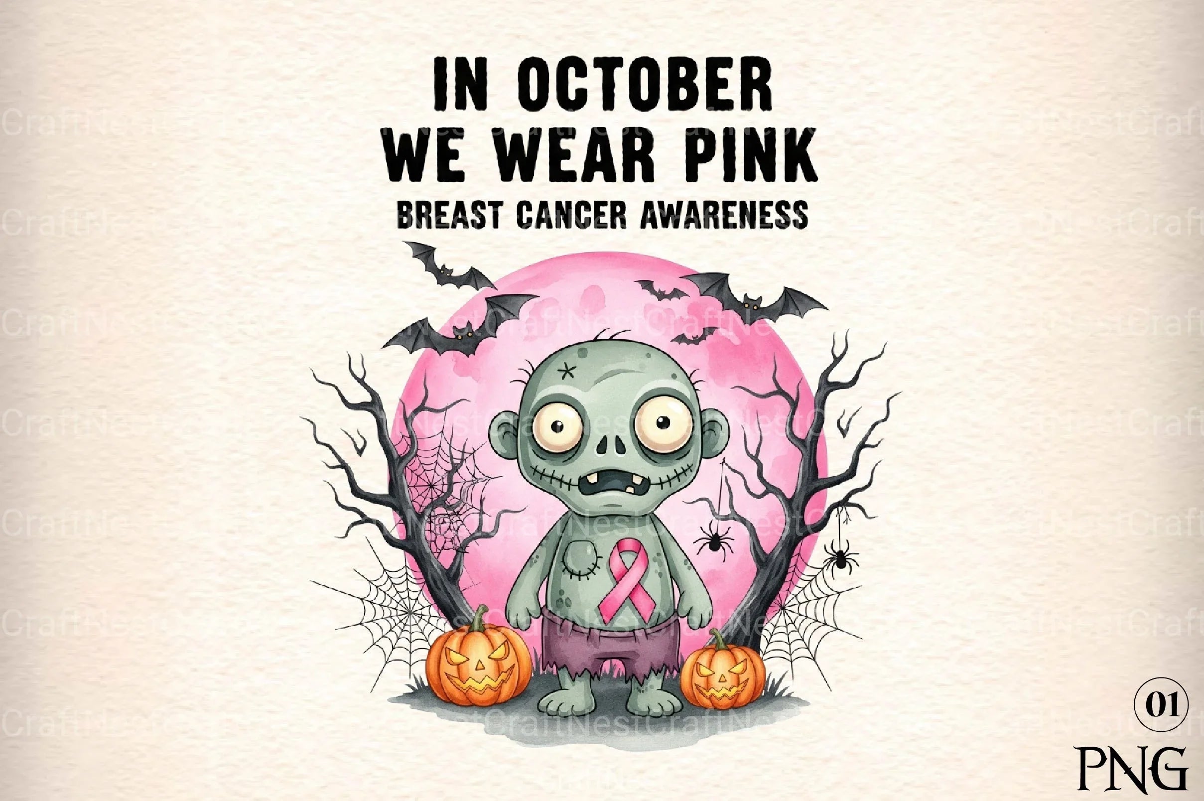 Halloween Breast Cancer Clipart Bundle 3 - CraftNest - Digital Crafting and Art
