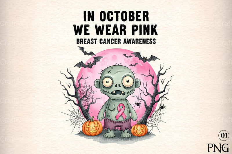 Halloween Breast Cancer Clipart Bundle 3 - CraftNest - Digital Crafting and Art