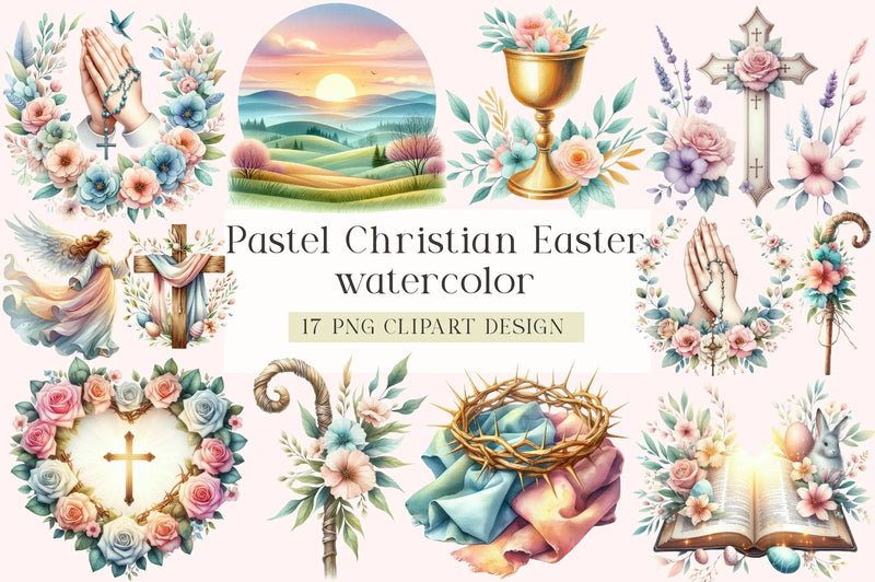 Pastel Christian Easter Clipart Bundle - CraftNest - Digital Crafting and Art