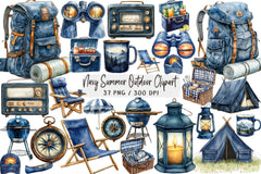 Navy Summer Outdoor Clipart Bundle - CraftNest - Digital Crafting and Art