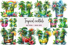 Tropical Cocktails Clipart Bundle - CraftNest - Digital Crafting and Art