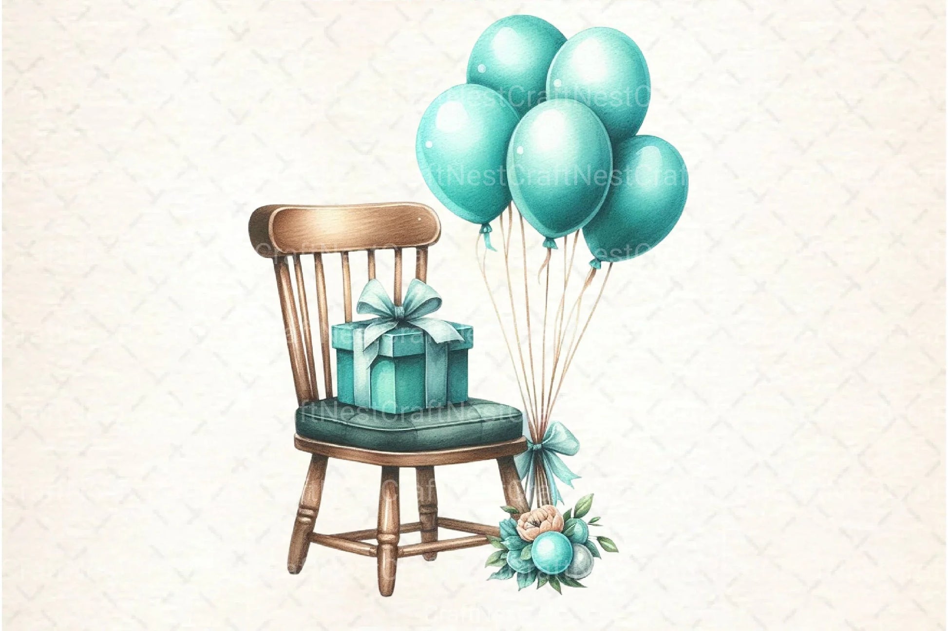 Vintage Soft Teal Birthday Clipart Bundle 90 - CraftNest - Digital Crafting and Art