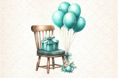 Vintage Soft Teal Birthday Clipart Bundle 90 - CraftNest - Digital Crafting and Art