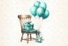 Vintage Soft Teal Birthday Clipart Bundle