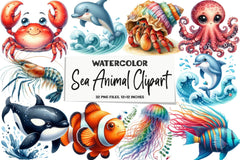 Sea Animal Clipart Bundle - CraftNest - Digital Crafting and Art
