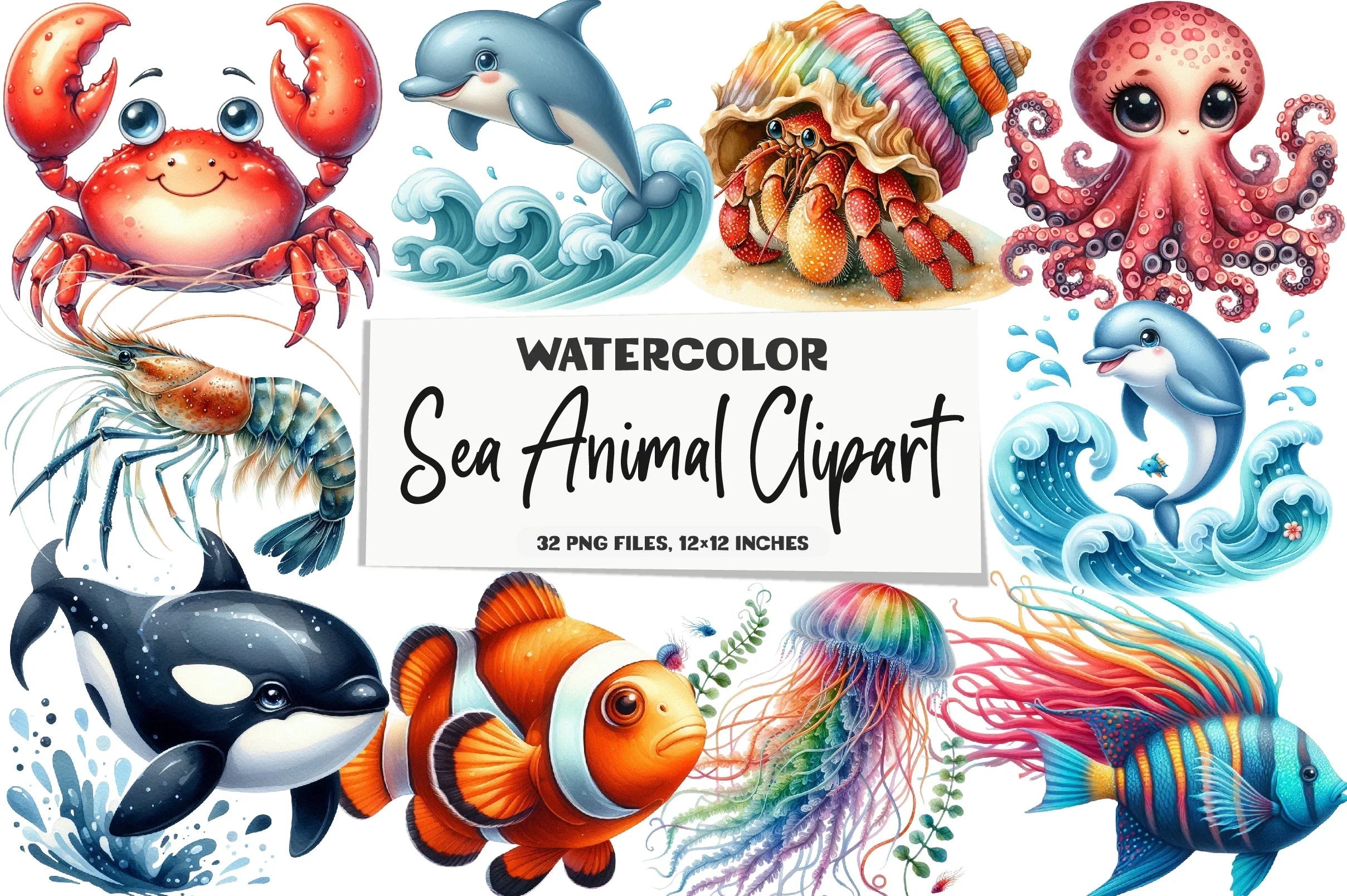 Sea Animal Clipart Bundle - CraftNest - Digital Crafting and Art