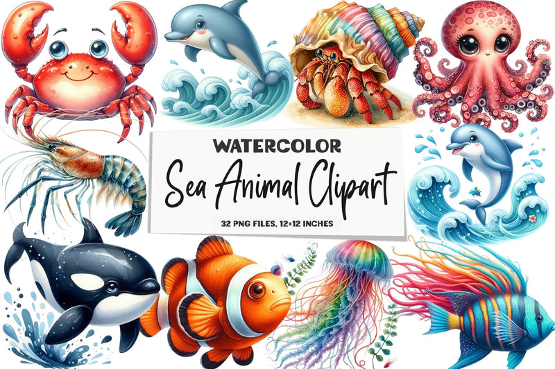 Sea Animal Clipart Bundle - CraftNest - Digital Crafting and Art