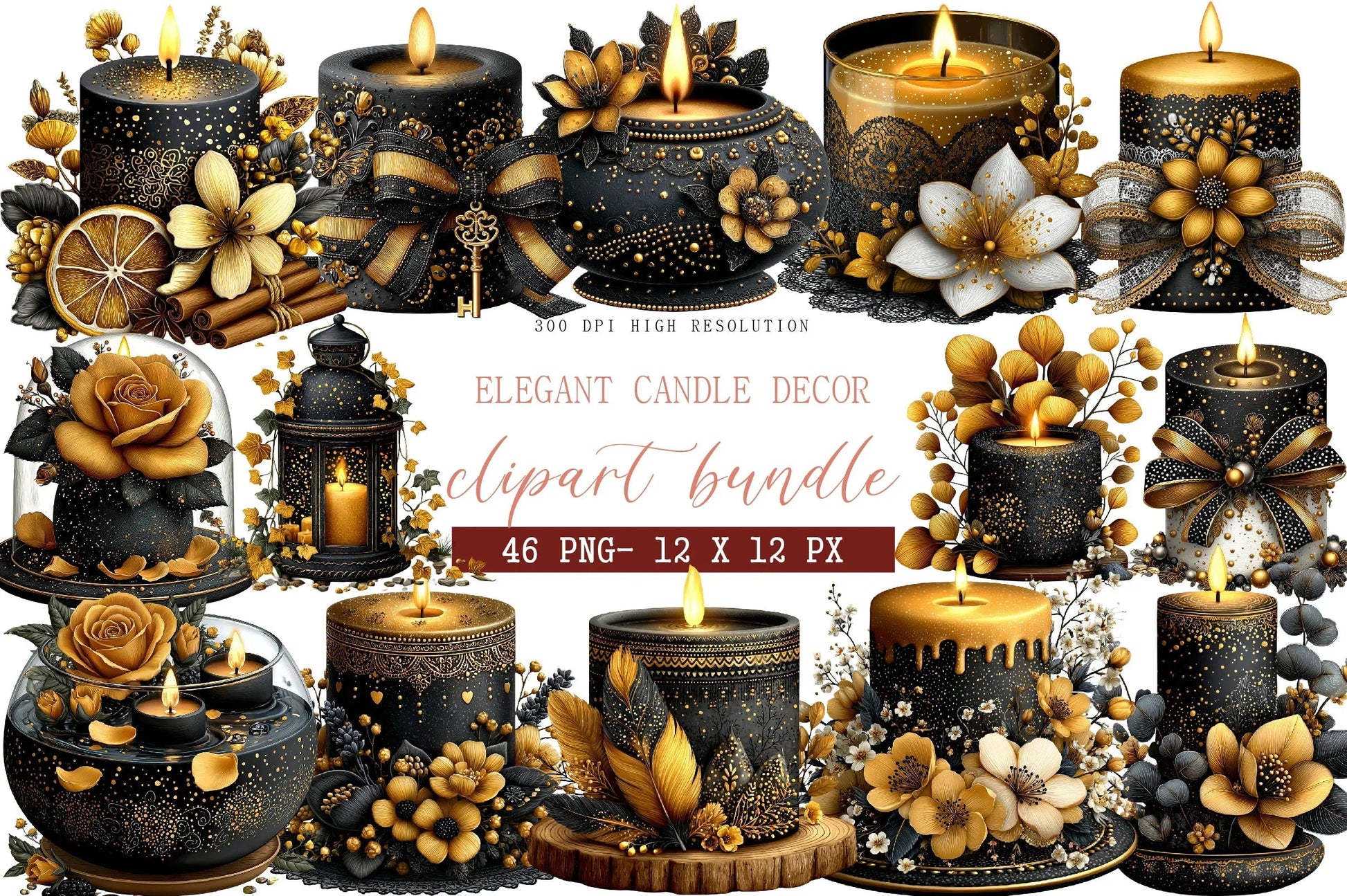 Elegant Candle Decor Clipart Bundle - CraftNest - Digital Crafting and Art