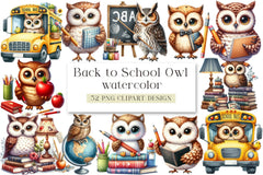 Back to School Owl Clipart Bundle - CraftNest - Digital Crafting and Art