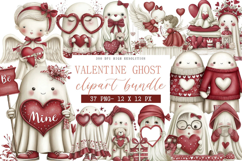 Valentine Ghost Clipart Bundle - CraftNest - Digital Crafting and Art