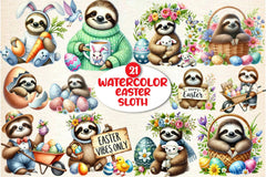 Easter Sloth Clipart Bundle - CraftNest - Digital Crafting and Art