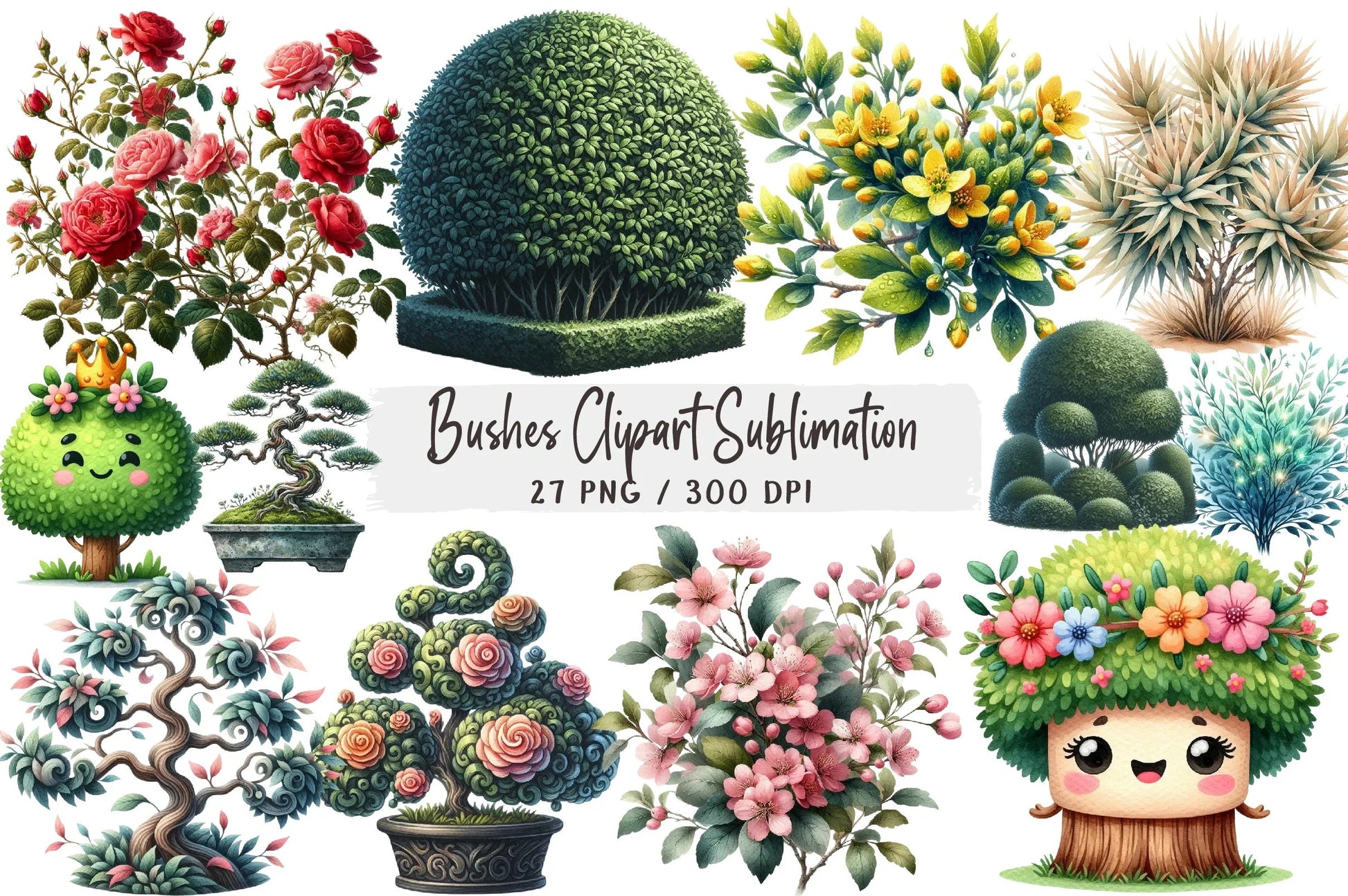 Bushes Clipart Bundle for Creative Designs - CraftNest - Digital Crafting and Art