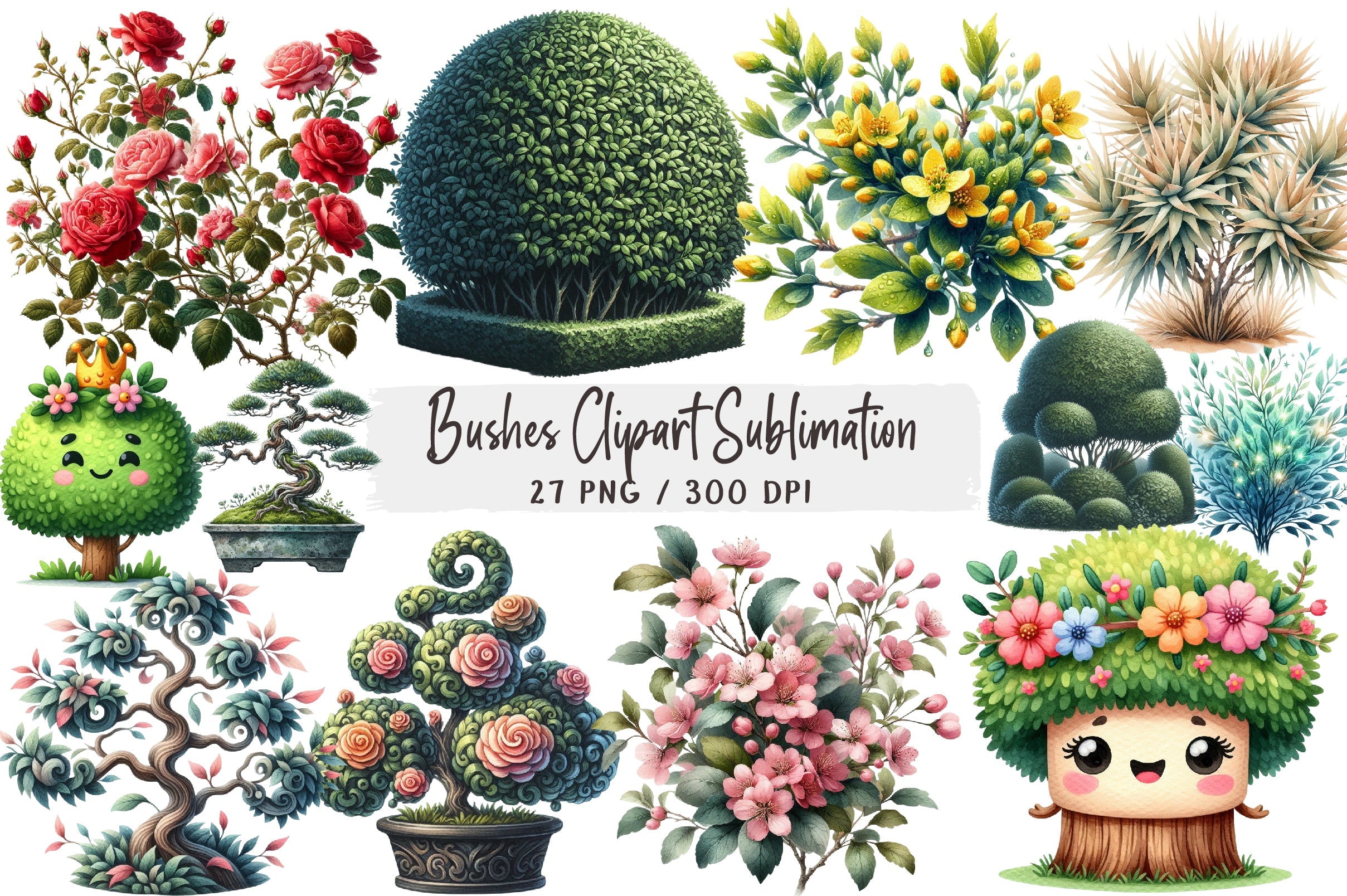 Bushes Clipart Bundle for Creative Designs