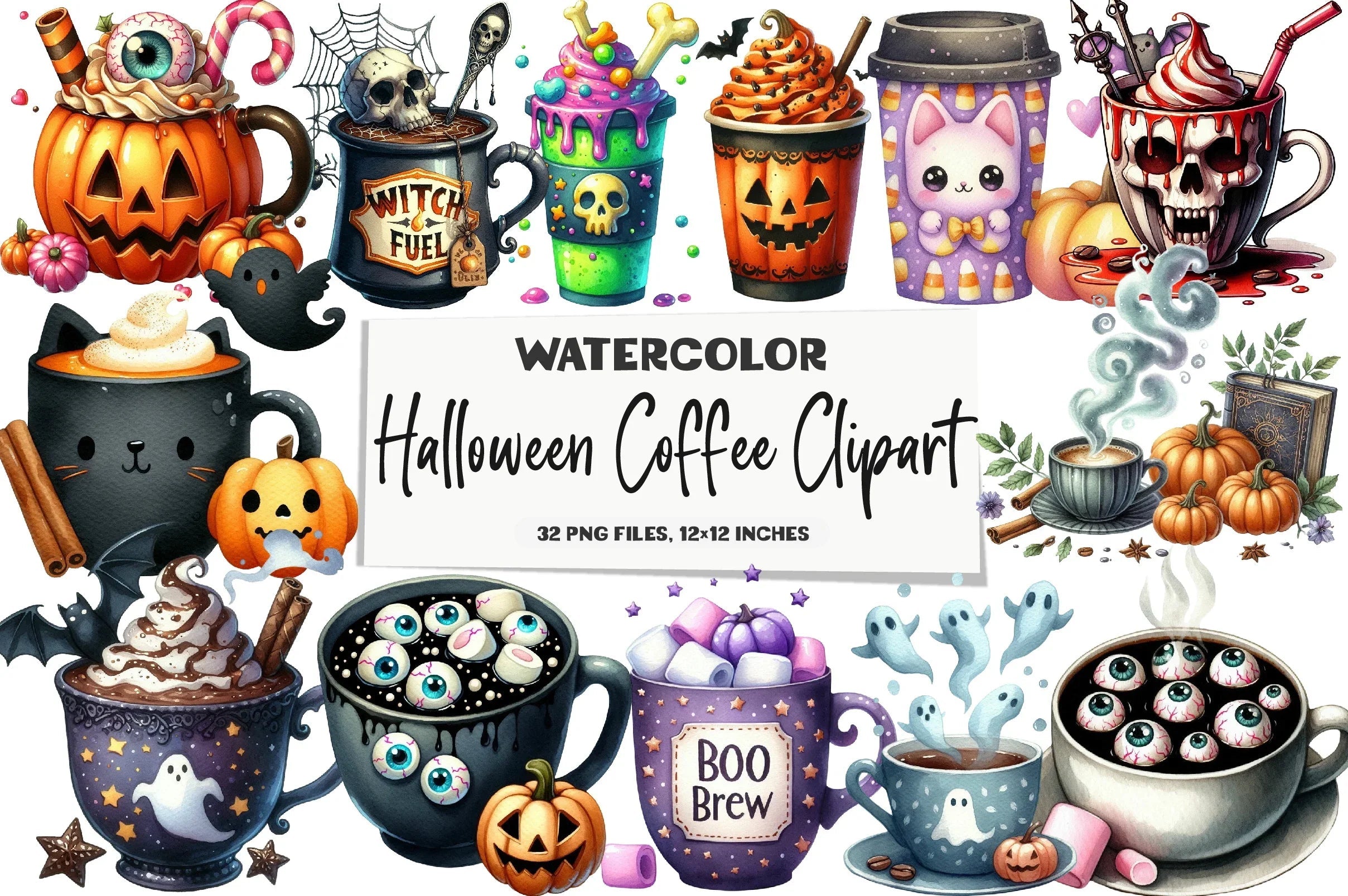 Halloween Coffee Clipart Bundle - CraftNest - Digital Crafting and Art