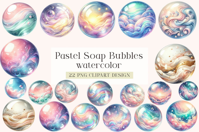 Pastel Soap Bubbles Clipart Bundle - CraftNest - Digital Crafting and Art