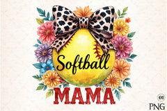 Cute Leopard Bow Softball Sports Mom Clipart Bundle - CraftNest - Digital Crafting and Art
