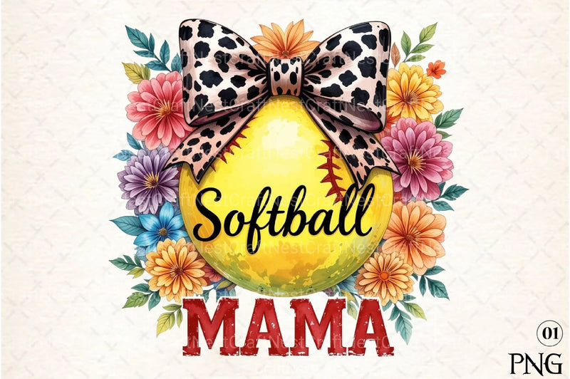Cute Leopard Bow Softball Sports Mom Clipart Bundle - CraftNest - Digital Crafting and Art
