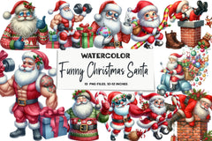Funny Christmas Santa Clipart Bundle - CraftNest - Digital Crafting and Art