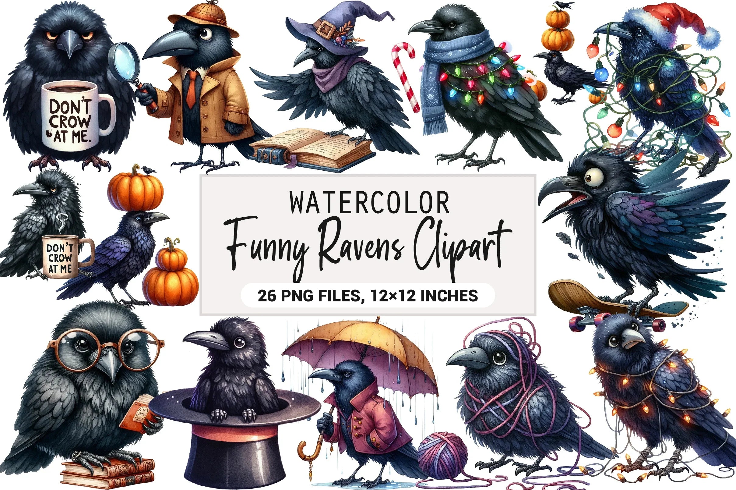 Funny Ravens Clipart Bundle - CraftNest - Digital Crafting and Art